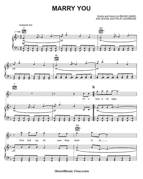 Marry You Sheet Music Bruno Mars - ♪ SHEETMUSIC-FREE.COM