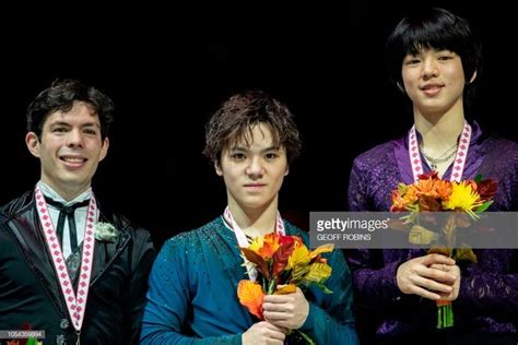 Gold Medalist Shoma Uno Of Japan C Poses For Photos With Silver