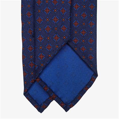 Shibumi Firenze Navy Ancient Madder Silk Tie With Floral Pattern The