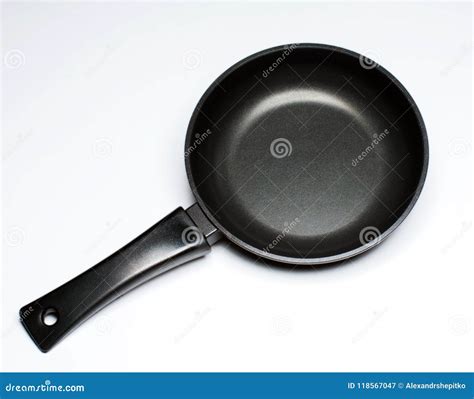 Top View Of A New Empty Frying Pan On A White Background Stock Image