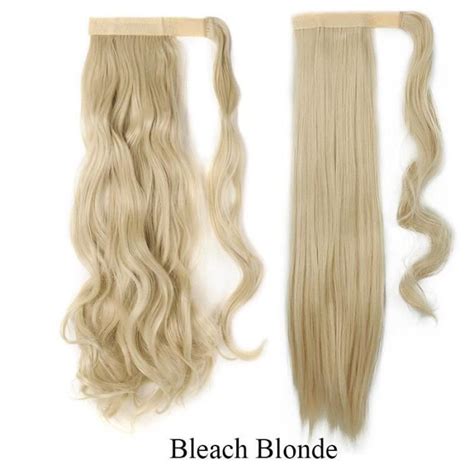Bleach blonde 17inch wavy Extension capillaire synthétique longue queue de cheval bouclée s