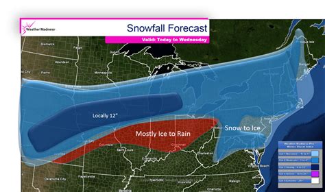 Updated Snow Map Today to Wednesday - WeatherMadness