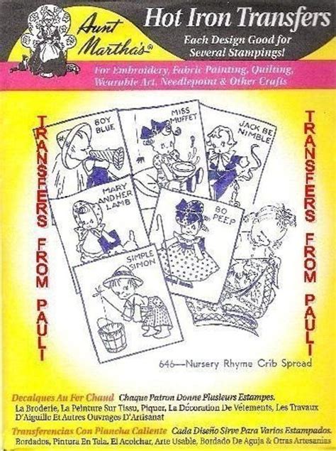 Nursery Rhymes Quilt Spread Aunt Martha S Hot Iron Transfer Embroidery Transfers Nursery