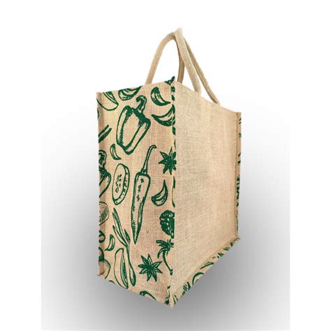 Short Cotton Padded Natural Gusset Printed Jute Bag Size Dimension