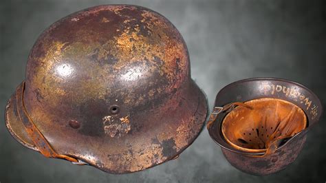 Ww2 German Helmet Original Normandy Camouflage Review Youtube