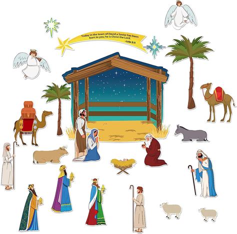 Eaasty 23 Pcs Christian Nativity Bulletin Board Set