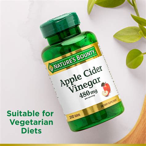 Natures Bounty Apple Cider Vinegar Supplement 480 Mg 200 Tablets