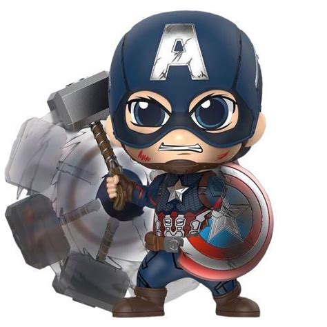 Authentic Hot Toys Avengers Endgame Captain America Battling Version Cosbaby Bobble Head Cosb