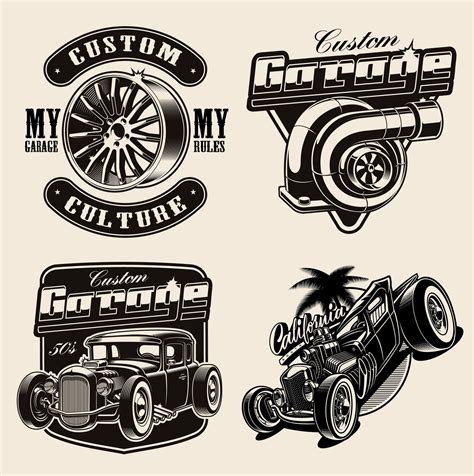 Set Of Hot Rod Themed Vector Illustrations Vector Art At Vecteezy