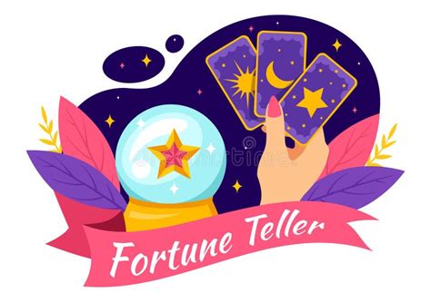 Fortune Teller Vector Illustration With Crystal Ball Magic Book Or