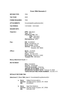 Fillable Online Test Scenario For Tax Year Fax Email Print