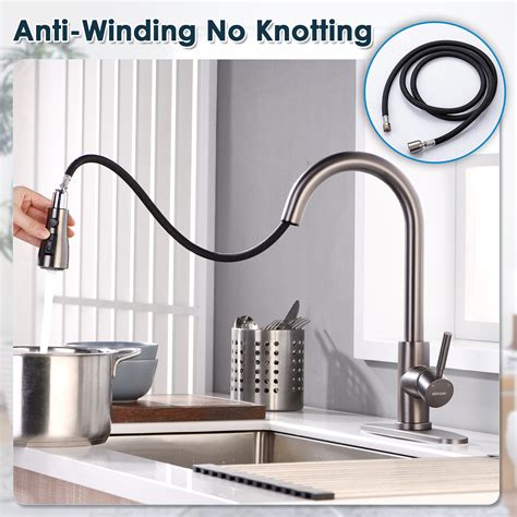 Kitchen Sink Pull Down Faucet Black Braided Replacement Pull Out Head