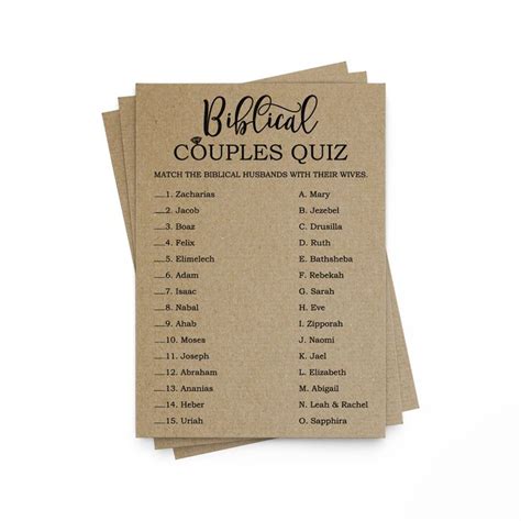 Printed Biblical Couples Game Bible Couples Quiz Etsy Couples