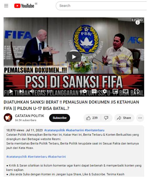 SALAH FIFA Jatuhkan Sanksi Pada PSSI Karena Pemalsuan Dokumen Stadion