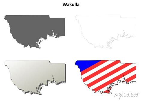 Wakulla county florida conjunto mapa do esboço adesivos para a