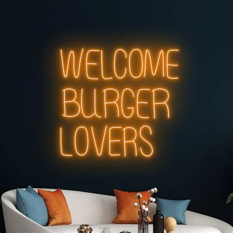 Handmadetneonsign Welcome Burger Lovers Neon Sign Burger Led Sign