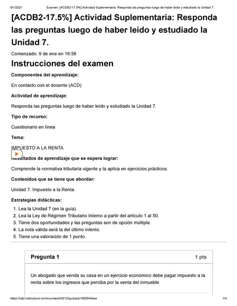 Actividad Suplementaria Responda las preguntas luego de haber leído y