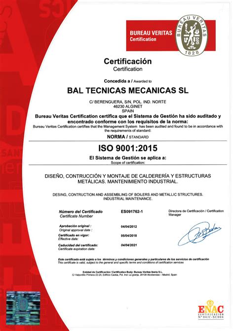 Certificados Bal Técnicas Mecánicas