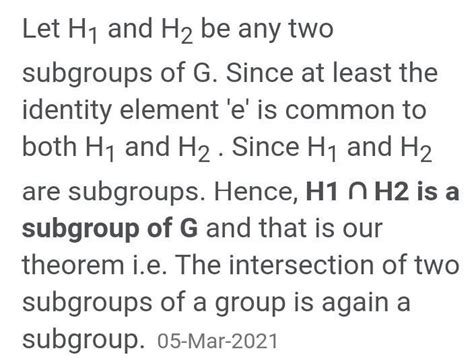 Prove That Intersection Of Two Subgroup Is A Subgroup Brainly In