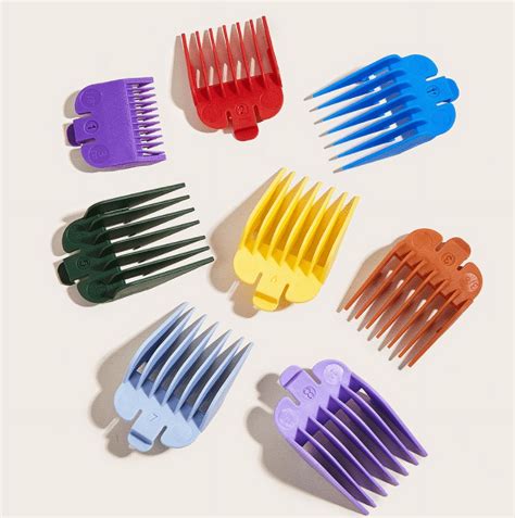 8 Pcs Professional Colorful Hair Clipper Combs Guide Accessories, Great ...