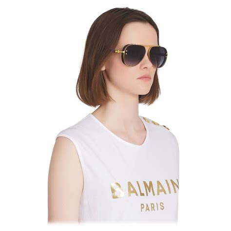 Balmain Black And Gold Tone Titanium Captaine Sunglasses Balmain Eyewear Avvenice