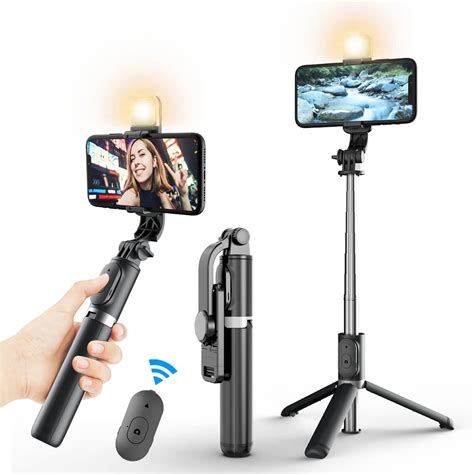 Jesir Tr Pode Bluetooth Selfie Stick Con Luz De Relleno Soporte De