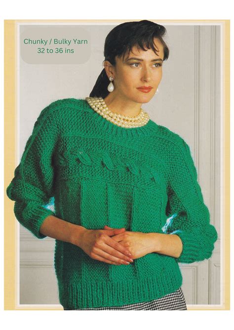 Ladies Chunky Sweater Knitting Pattern 12 Ply Chunky Bulky Yarn