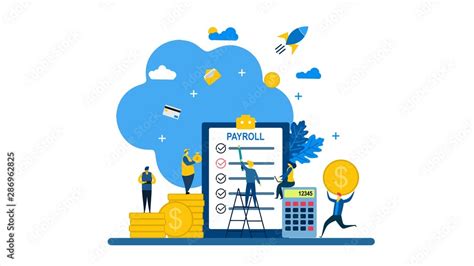 Payroll Salary Payment With Tiny People Character Concept Vector