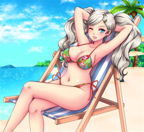 Hentai Busty Girl Girl Girl Alluring Ann Takamaki Atlus Bare Legs