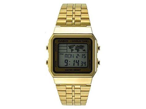 Mens Gold Tone Casio World Time Stainless Steel Watch A500wga 9