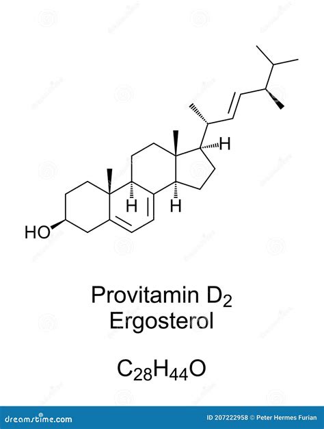 Ergosterol, a Provitamin Form of Vitamin D2, Chemical Structure Stock ...