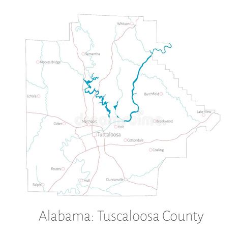 Map of Tuscaloosa County in Alabama Stock Vector - Illustration of seat ...