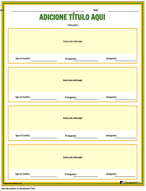 Modelo De Planilha De Tipos De Conflitos Storyboard