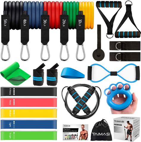 TAIMASI Resistance Bands Set 23 Pcs Workout Bands 5 Stackable Exercise