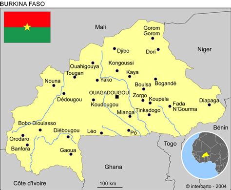 Carte Géographique Et Touristique Du Burkina Faso Ouagadougou