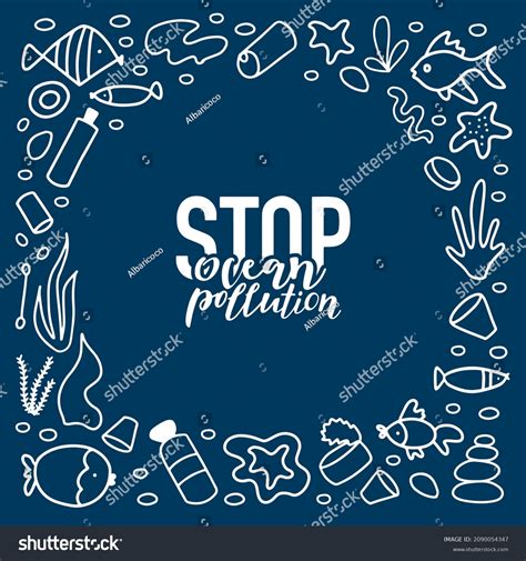 Stop Ocean Pollution Banner Lettering Sea Stock Vector Royalty Free