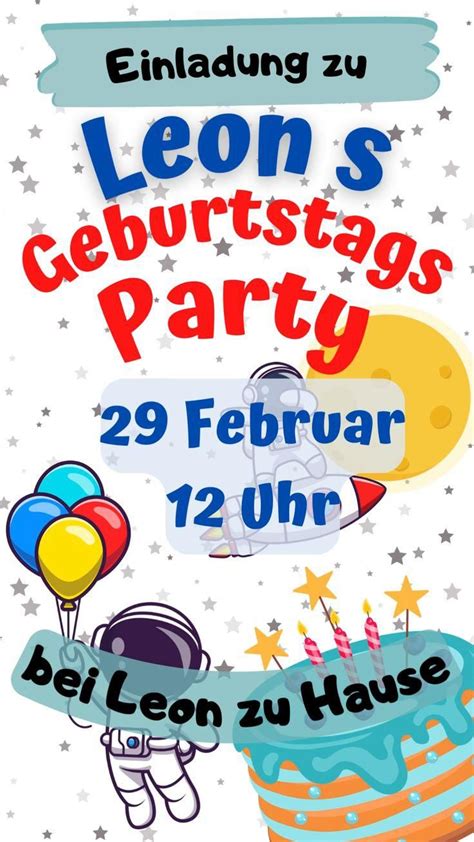 Astronaut Kindergeburtstag Digitale Animierte Einladung Mit Sound