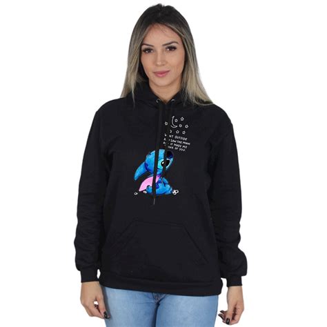 Moletom Feminino Blusa De Frio Algod O Lilo Stitch Frases Submarino