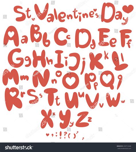 Valentines Day Alphabet Abc Love Saint Valentines Day Font Stock