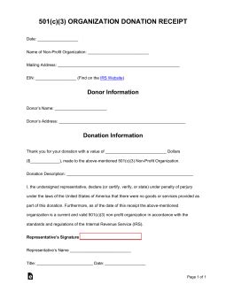 Free Donation Receipt Template | 501(c)(3) - PDF | Word – eForms