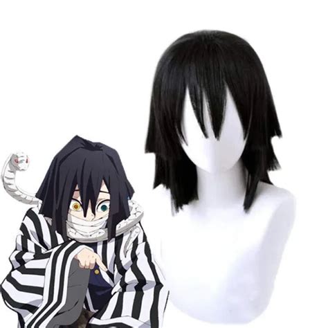 Anime Demon Slayer Iguro Obanai Black Short Hair Cosplay Wig Props Gift