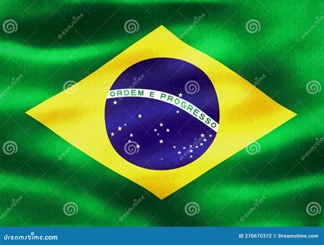 Brazil Flag Realistic Waving Fabric Flag Flag Concept Background