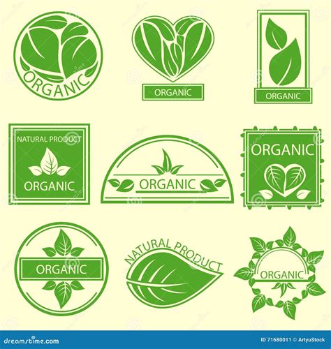 Productos Naturales Orgánicos De Los Emblemas Etiquetas Logotipo