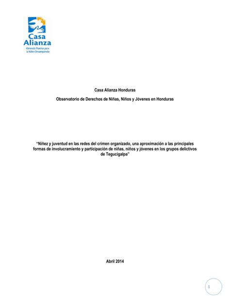 Casa Alianza Honduras Observatorio De Derechos De Ni As Ni Os