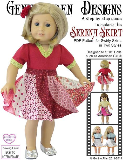 Genniewren Designs Serena Skirt Doll Clothes Pattern 18 Inch American Girl Dolls Pixie Faire