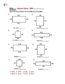 Perimeter Of Rectangles And Squares Common Core Math Worksheets