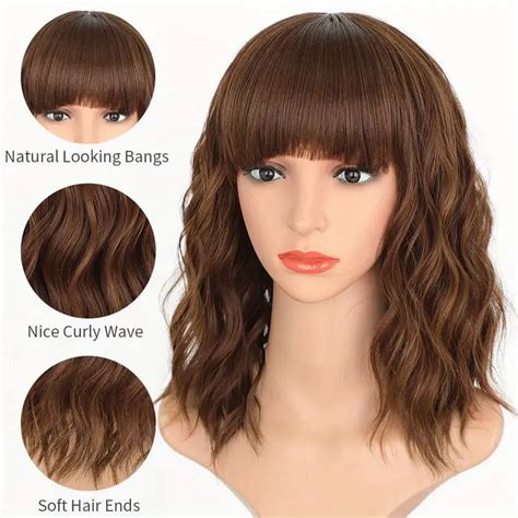 Short Wavy Bob Wigs Women Synthetic Heat Resistant Fiber Temu