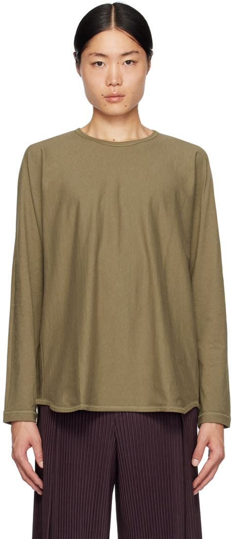 Khaki Release T Long Sleeve T Shirt By Homme Pliss Issey Miyake On Sale