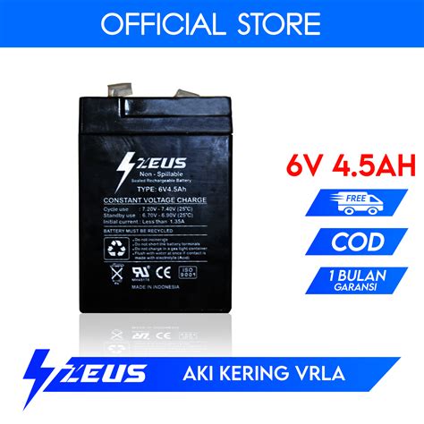 Jual Zeus Battery VRLA Baterai Lampu Emergency Aki Kering 6V 4 5Ah Di