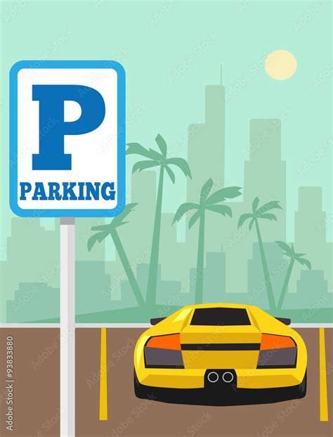 Vector Parking Flat Cartoon Illustration Stock Vector Adobe Stock